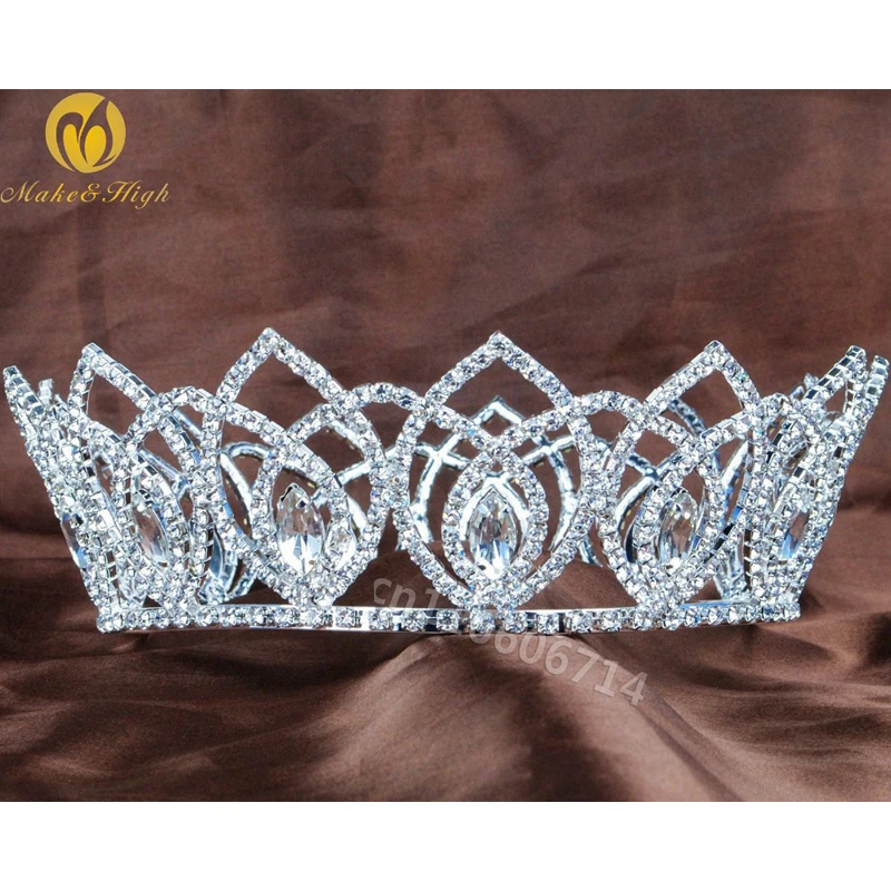 Женские Длинные диадемы и короны Австрийские, ручной работы из горного хрусталя, Свадебные вечерние аксессуары для волос 347g Женские Длинные диадемы и короны Австрийские, ручной работы из горного хрусталя, Свадебные вечерние аксессуары для волос 347g