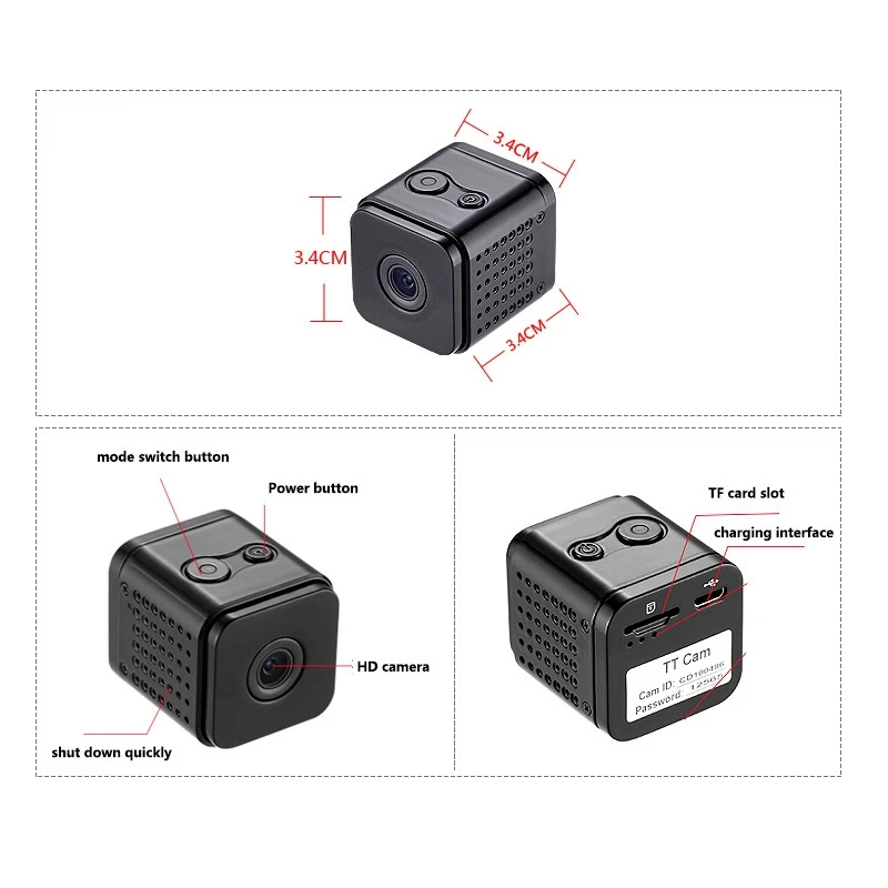Невидимая ночная версия Wifi IP Mini HD Full camera Беспроводная 1080 P для записи видео