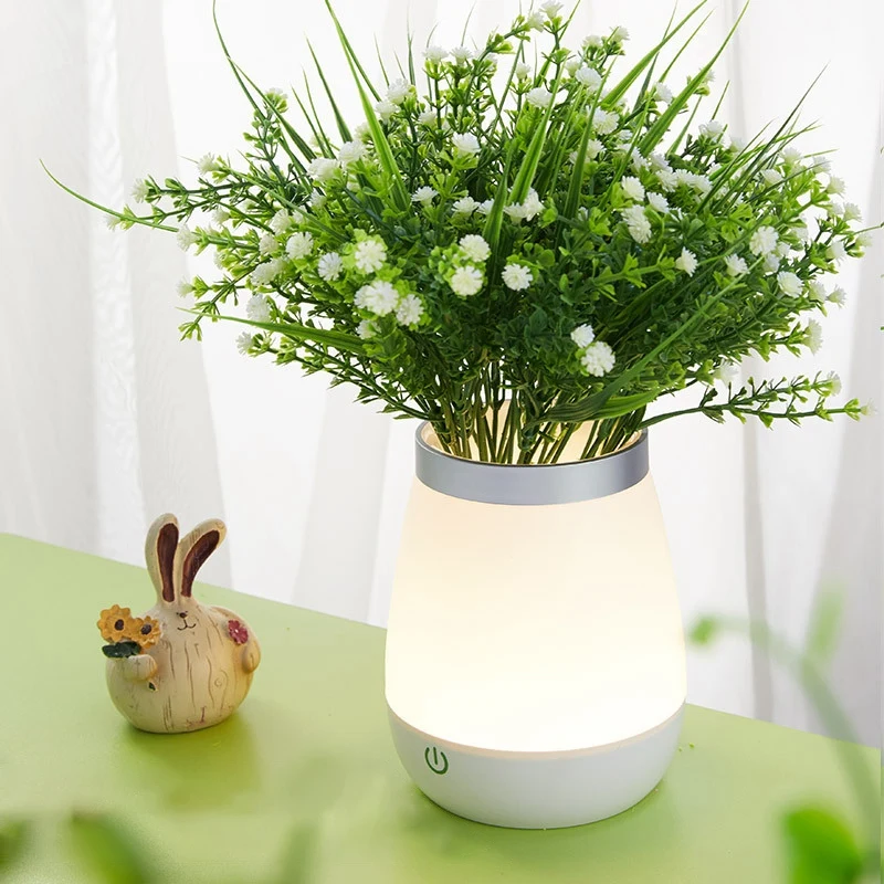 Rechargeable White Led Vase Table Lamp Desktop Flowerpot Night Light Bedroom Bedside Home Decoration Indoor Lighting | Освещение