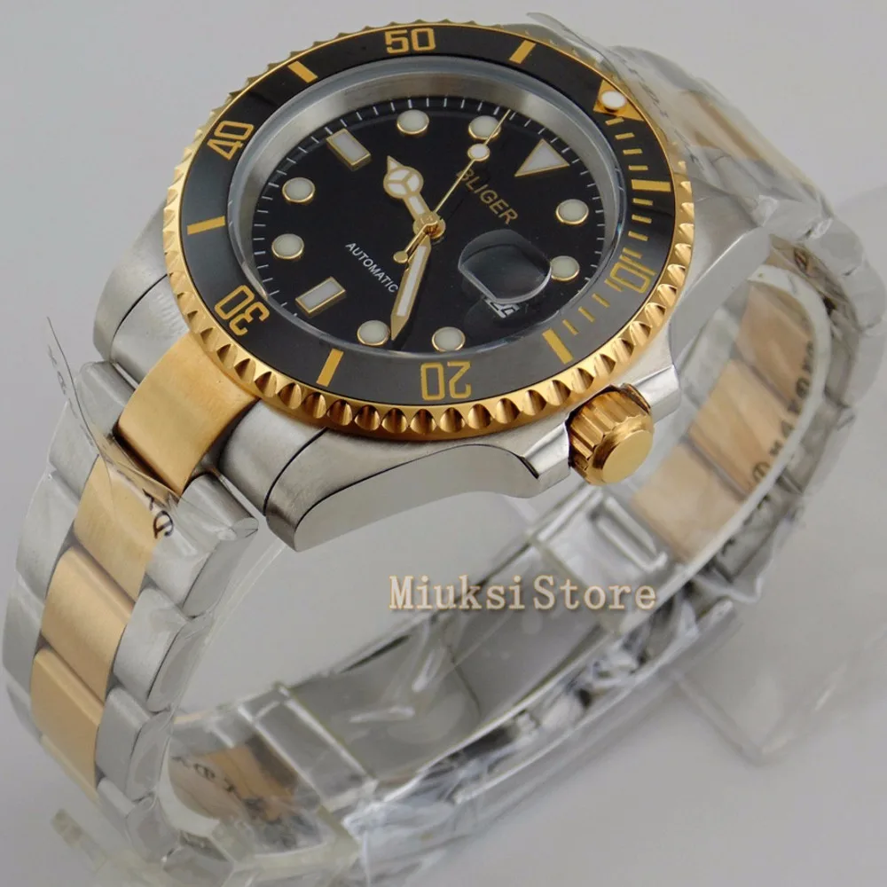40 мм светящийся Сапфир Автоматический морской чайки Nouvelle mode de Montre Bleu Verre браслет en cuir montres-браслеты hommes Pas Cher