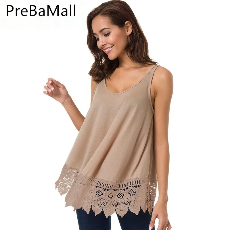 2019 модные женские туфли летняя майка Кружевная рубашка без рукавов Повседневные