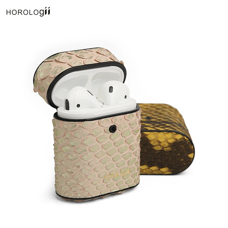 

Horologii Free Custom Name Pink Python Skin For Apple Earbuds Case Dropship Gift Package