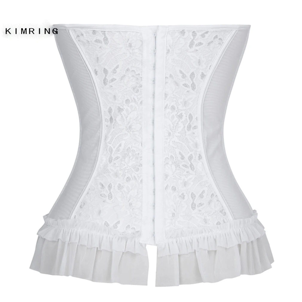 Kimring женский сексуальный белый корсет без бретелек с пластиковыми костями