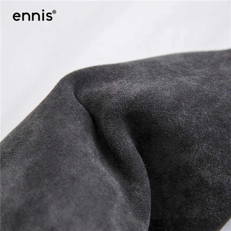 ENNIS/ г. Флоковые растягивающиеся Сапоги выше колена осенне-зимняя обувь на шнуровке на высоком каблуке женские сапоги до колена новые модные черные сапоги, L817