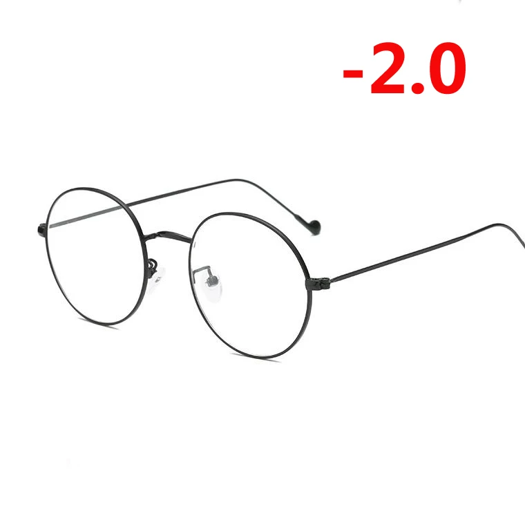 myopia 200 1,0-1,5-2,0-6,0 готовые очки для близорукости унисекс Ультра-светильник металлическая Золотая оправа Очки для близорукости с градусом - Цвет оправы: myopia 200