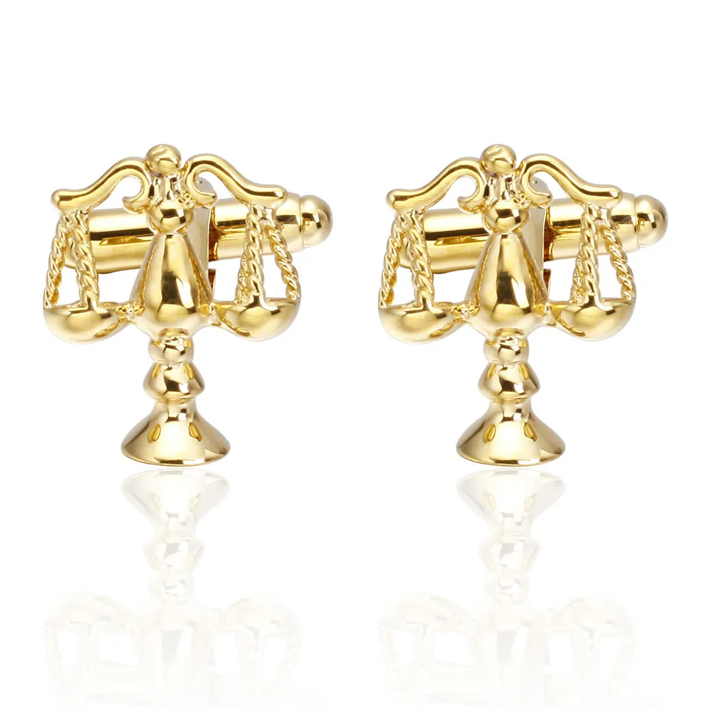 Высокое качество медные запонки для мужчин золото Баланс весы форма рубашка