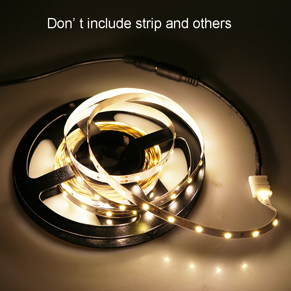 

10pcs/lot 10mm 2pin connector set with 10mm DC connector male cable for 5050 SMD strip single color light power supply W