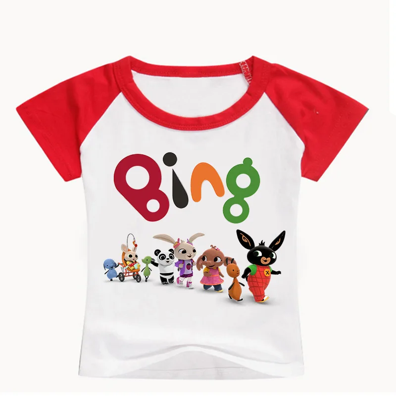 Футболка Z& Y От 2 до 16 лет Bing Bunny Детские футболки с милым кроликом летние топы для девочек, Забавные футболки, детская повседневная одежда для маленьких мальчиков, футболки