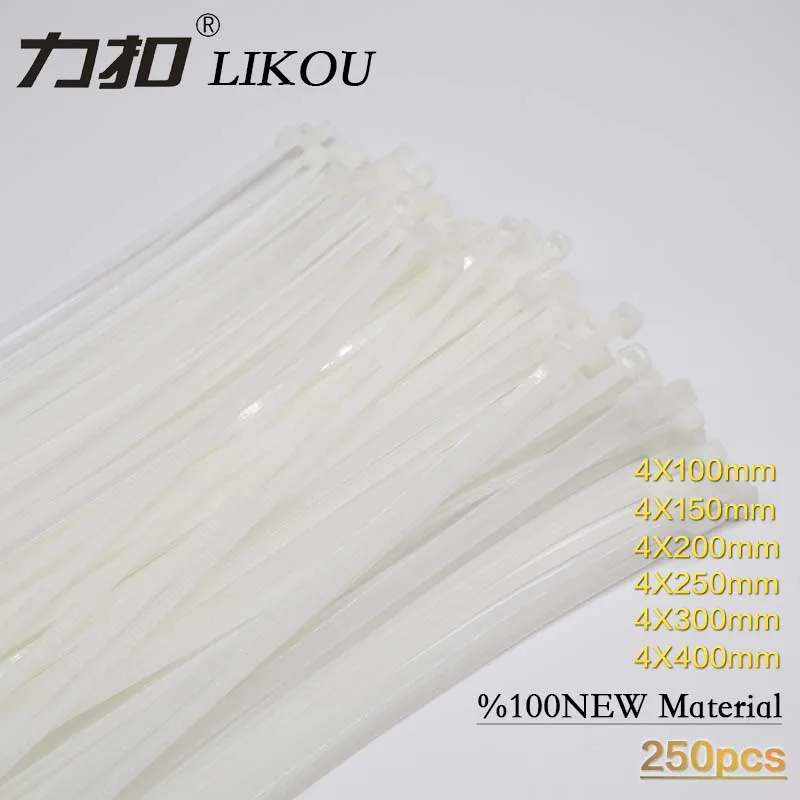 Самоклеющиеся нейлоновые кабельные стяжки LIKOU 4x100 мм 4x150 4x200 4x250 4x300 4x350