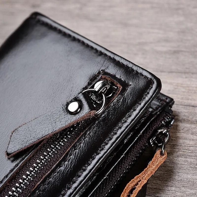 

Men Wallets 3 Color Male Purse Genuine Leather Wallet With Coin Pocket Zipper Short Credit Card Holder Wallets Soft Slim Wallets