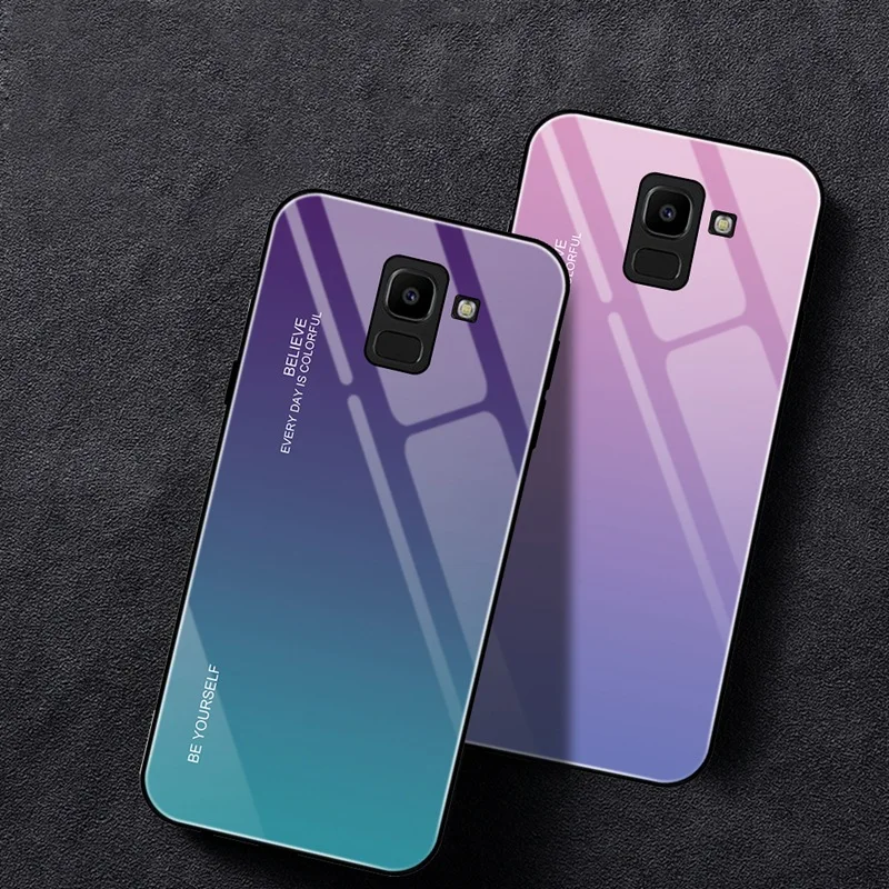 Чехол из закаленного стекла для телефона Samsung Galaxy S8 S9 S10 Plus A5 2017 A7 A6 A8 J4 J6 J8 2018 Note 8 9