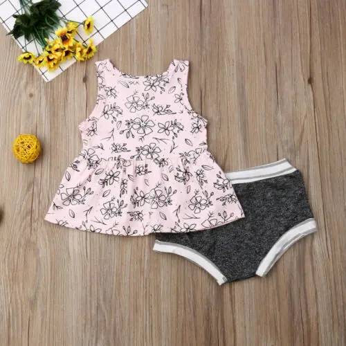 Хлопковое платье-топ с цветочным рисунком для новорожденных девочек короткие