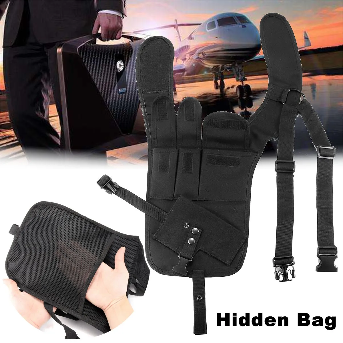Tactical Anti Theft Secret Agent Bag Multifunction Underarm Shoulder Bag Wallet Armpit Case Men Security Bag Travel Outdoors