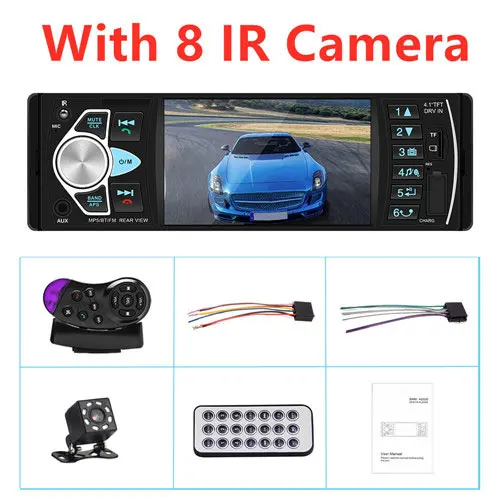 With 8 IR Camera Camecho 1 Din " автомагнитолы 4022d FM радио авто аудио стерео Bluetooth Авторадио Поддержка камеры заднего вида AUX TF USB Indash - Цвет: With 8 IR Camera
