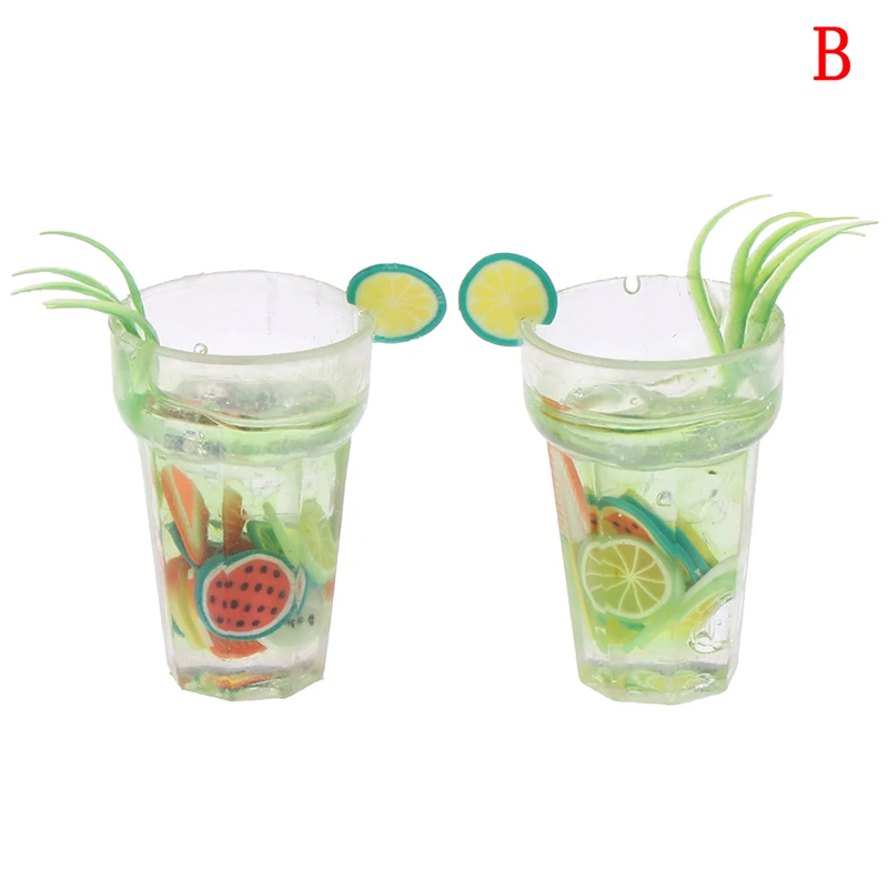 2PCS 1:12 весы мини вино пивная чашка кукольный домик ремесло прозрачный Кубок миниатюрное украшение дома стеклянная модель diy части - Цвет: 2PCS