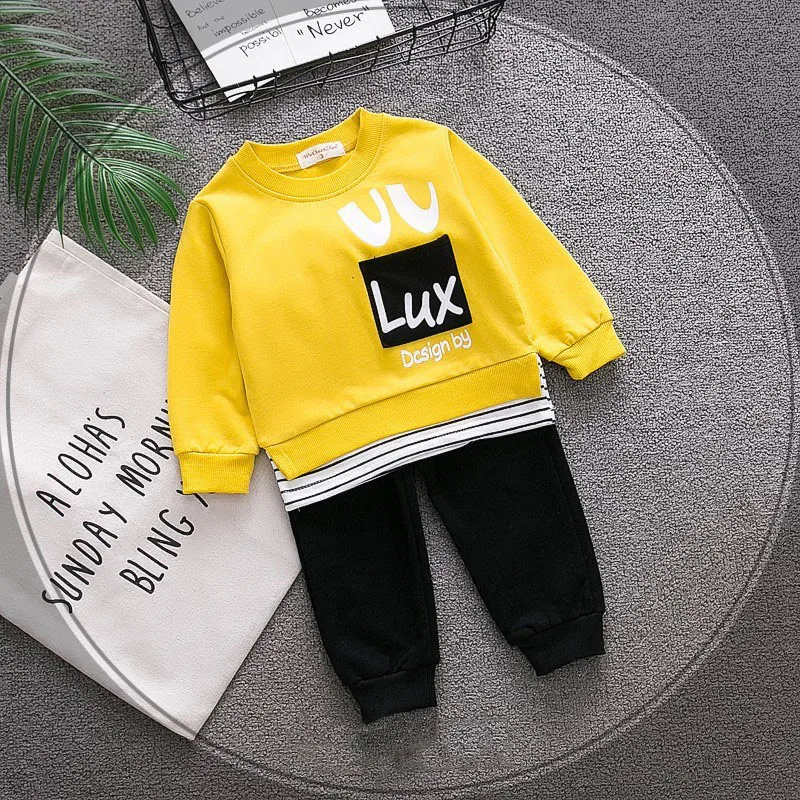DOSOMA Children Clothing Boys Cotton Letter Printing Sweater+Cartoon Pant 2Pcs 2018 Spring Set Tracksuit For |