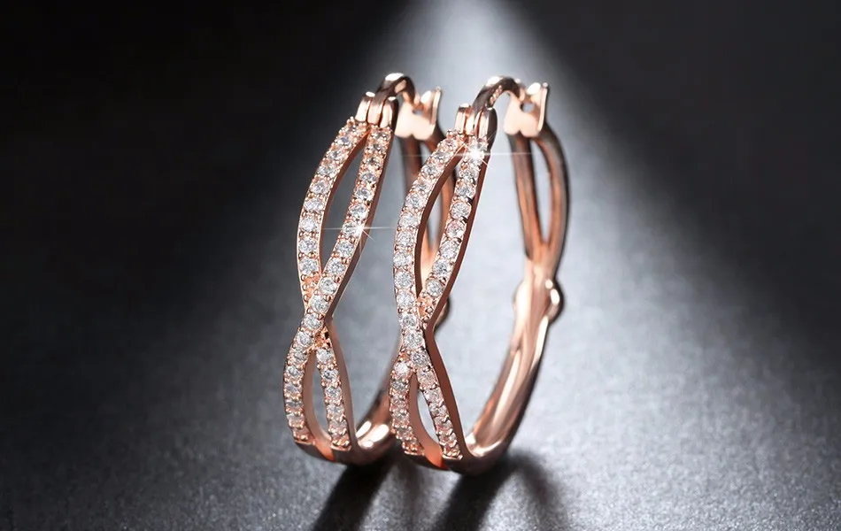 ORSA JEWELS бесконечные серьги-кольца для женщин золотого цвета/цвета розового золота/серебристого цвета с модным фианитом серьги ювелирные изделия OE141