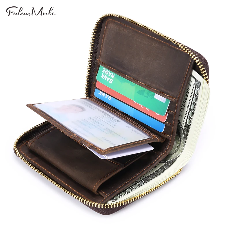 Falan Mule 2019 Новое поступление маленькая Rfid Бумажник Для мужчин на молнии из