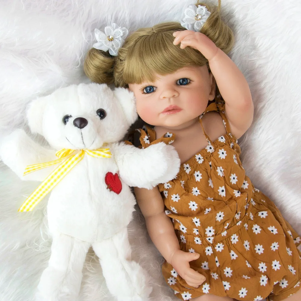 

23 дюйма полностью силиконовая кукла Reborn Baby Doll, реалистичные игрушки 55 см, Очаровательная кукла bebe для малышей, детский домик для игры на день...