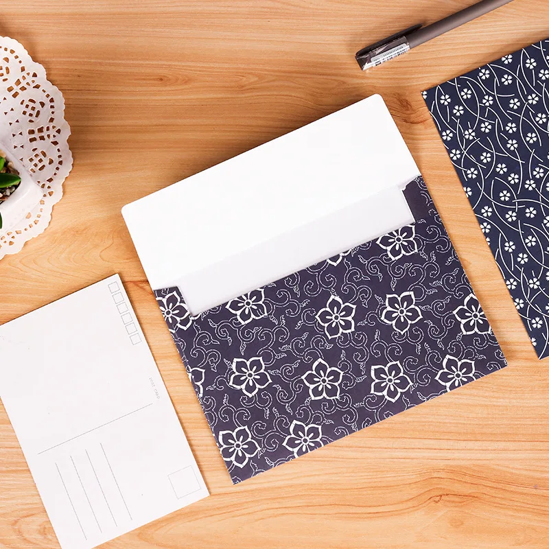 6 шт. синие конверты с рисунком западные открытки B6 для хранения романтичные