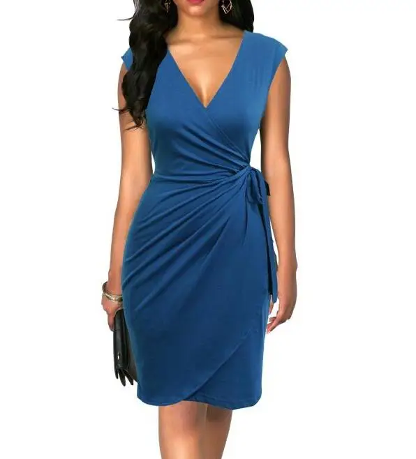 6028 Teal Berydress, винтажное женское платье, в горошек, с коротким рукавом, черное, с запахом, Vestidos, облегающее, облегающее, миди, летнее, Драпированное, вечерние, платье - Цвет: 6028 Teal