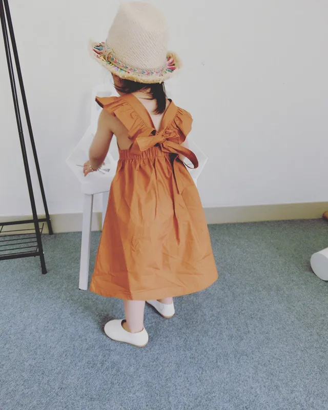 Kids Baby Girls Bowknot Dress Ruffles Bow Clothing Pumpkin Clothes Dresses for Brown Cute 1-5 Years Children | Детская одежда и