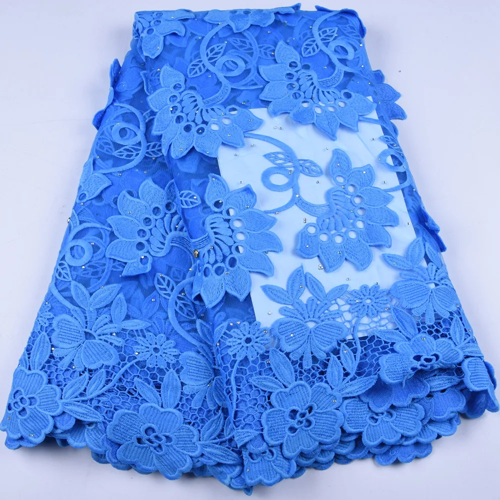 Высококачественная 3D Цветочная молочная шелковая кружевная ткань с камнями