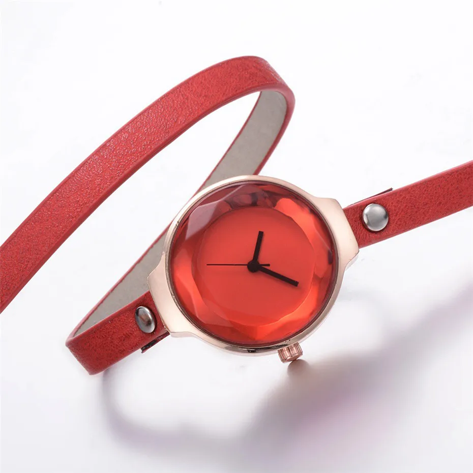 Женские часы с Круглым Циферблатом из искусственной кожи браслеты кварцевые