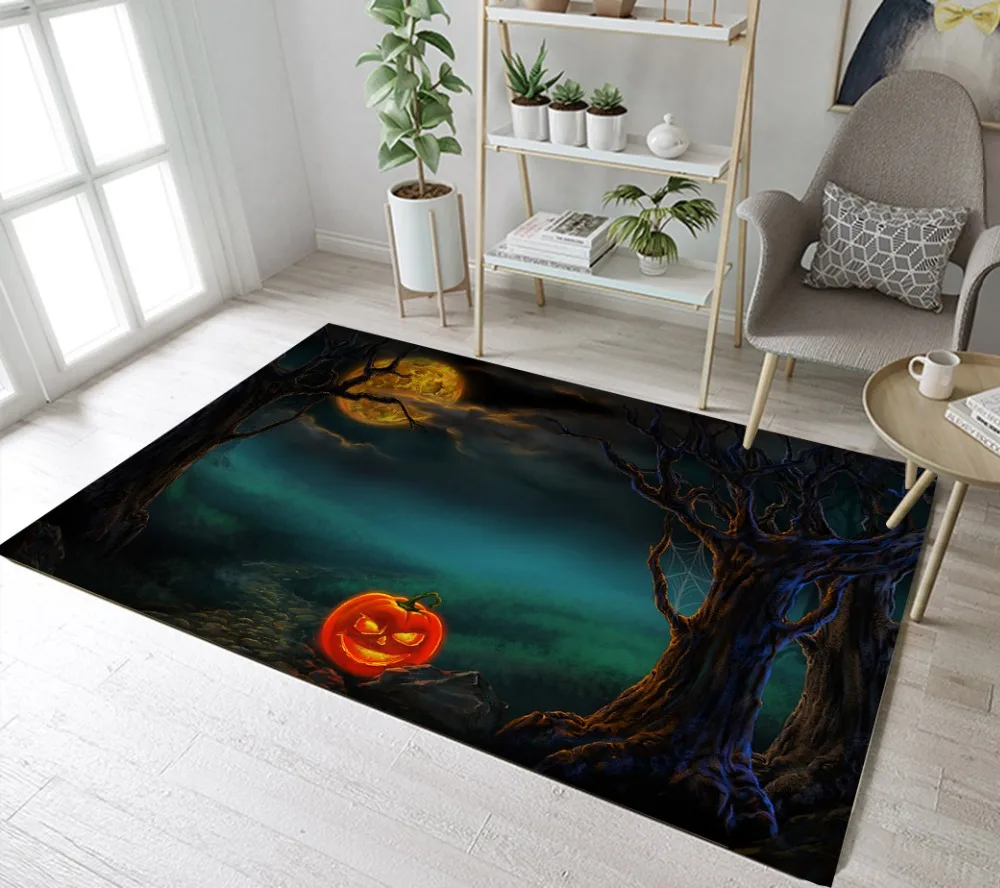 Тыквенная лампа и старые сухие деревья ковры для гостиной на Хэллоуин
