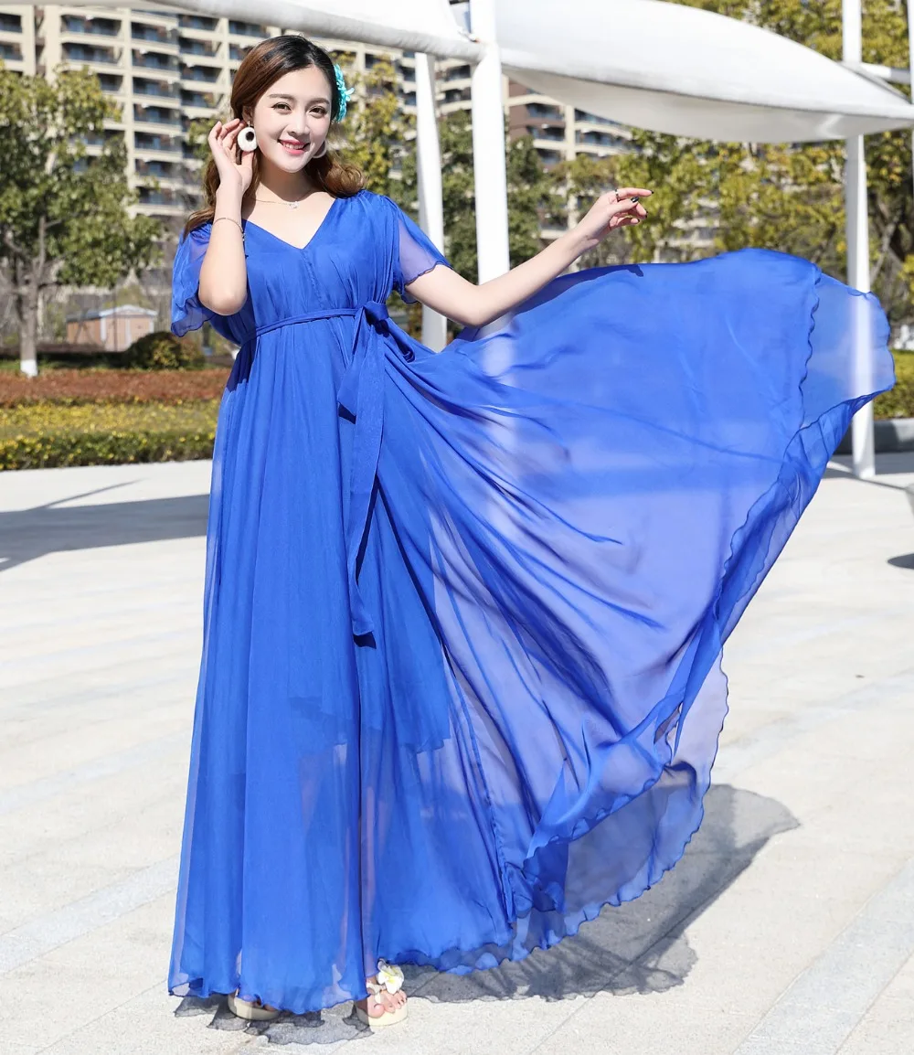 2018 Women's Chiffon Lightweight Bridesmaid Maxi Dress plus size celebrity/graduation/Dinner Beach Wedding Guest Sundress | Женская