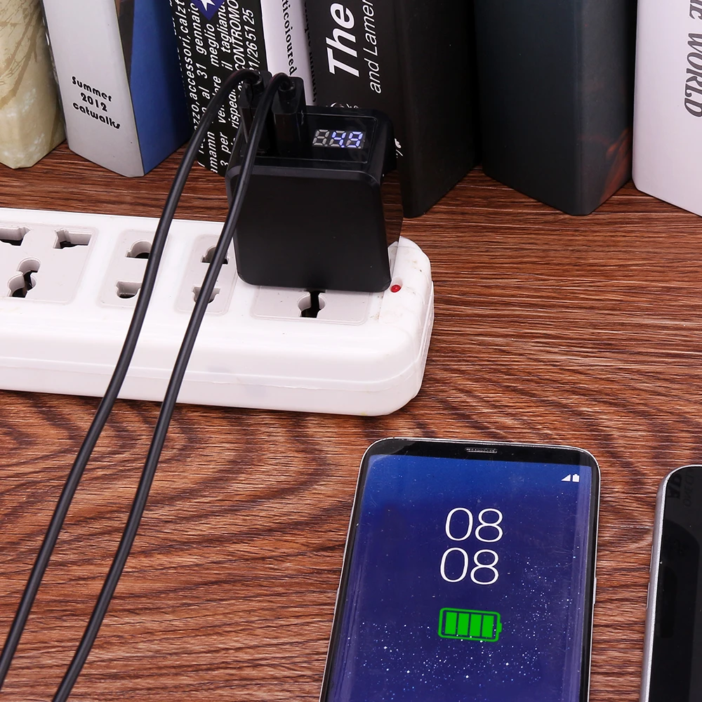 Универсальное сетевое зарядное устройство с цифровым дисплеем 5 В а 2 USB