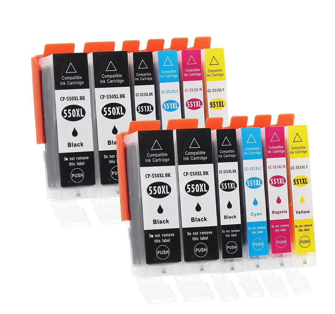 12x чернильные картриджи PGI550 CLI551 для Canon Pixma iP7250 iP8750 iX6850 MG5550 MG6450 MX725 MX925|Чернильные