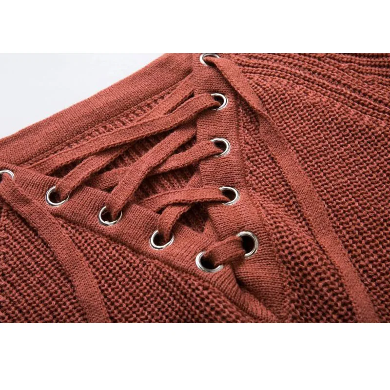 2019 autumn straps long sleeves with V-neck knit women's sweater Free shipping | Женская одежда