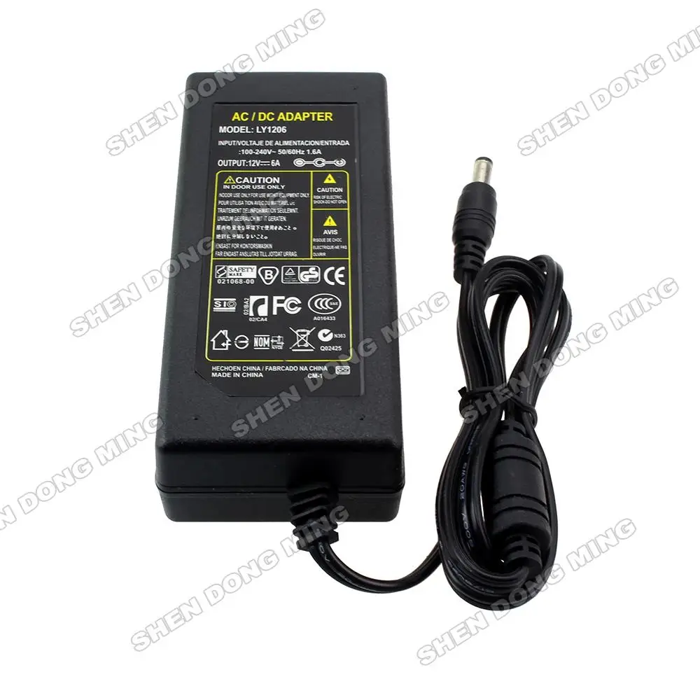 1 piece 72W DC 12V 6A power led adapter with 1.2M cord light AC100-240V EU US UK USA driver | Освещение