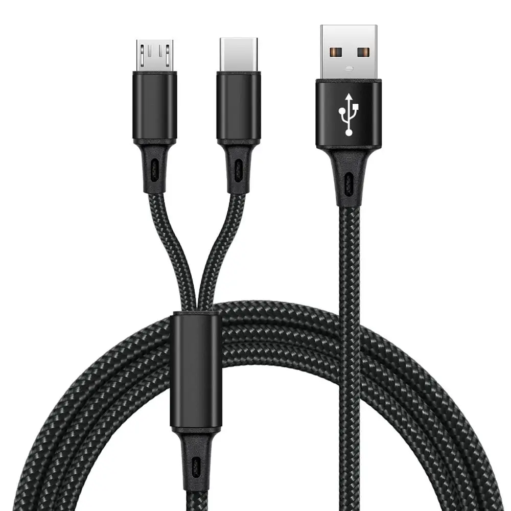 FONKEN 2 в 1 USB кабель type C Micro быстрая зарядка провода м отдельный нейлоновая оплетка