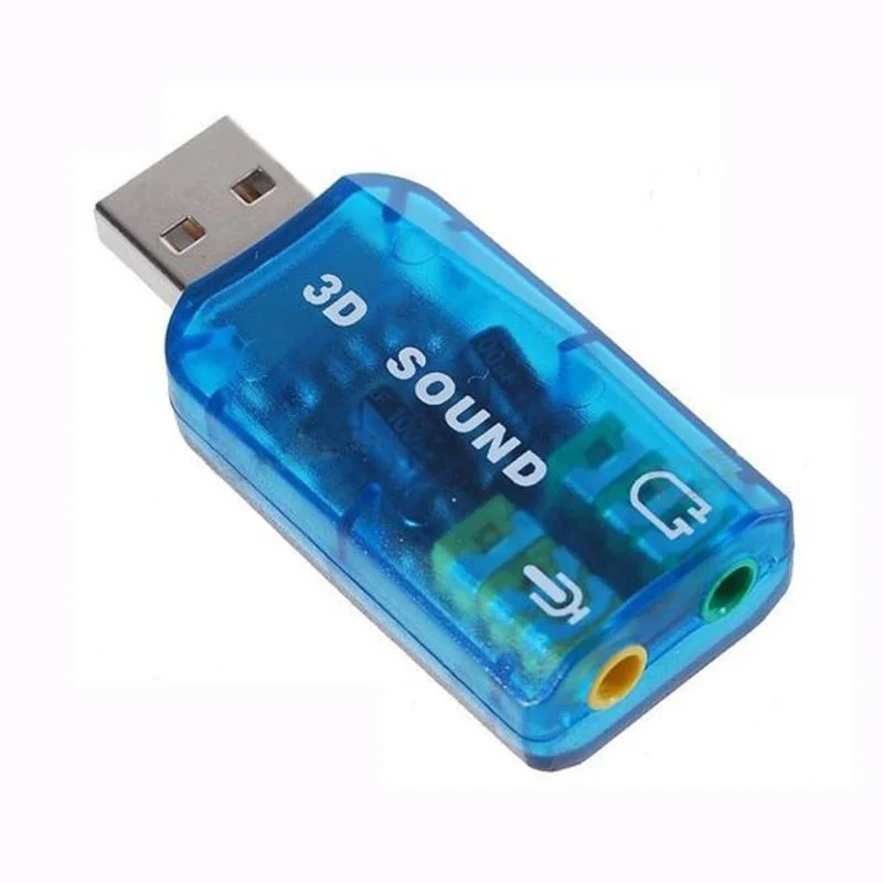 baratas 800x Usb Para áudio 3d Usb Adaptador De Placa De Som Externo 5.1 Canais Som Microfone Profissional 3.5mm Interface De áudio
