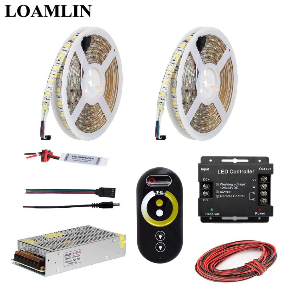 5 м 10 15 20 Светодиодная лента 5050SMD цветовая температура CCT светодиодный контроллер