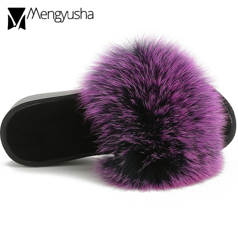 Шлепанцы женские из меха норки шлепанцы с помпоном лисьим мехом сланцы шарики на