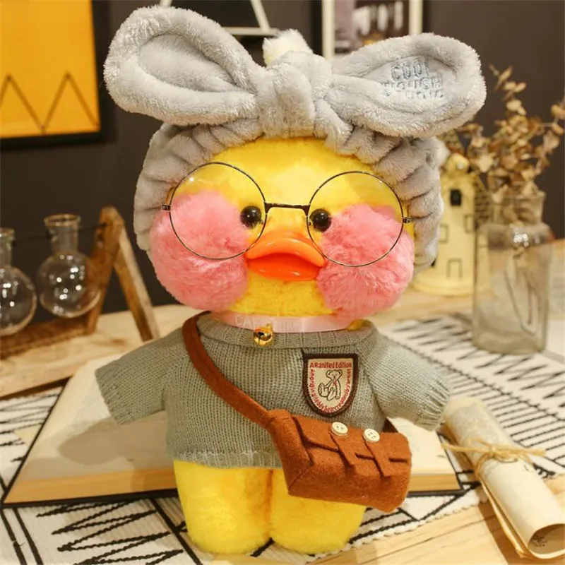 Gray Sweater Duck Гиалуроновая кислота утка плюшевая игрушка для девочки Lalavanfan кафе Мими маленькая Желтая утка DIY свитер шляпа кукла подарок подруге - Цвет: Gray Sweater Duck