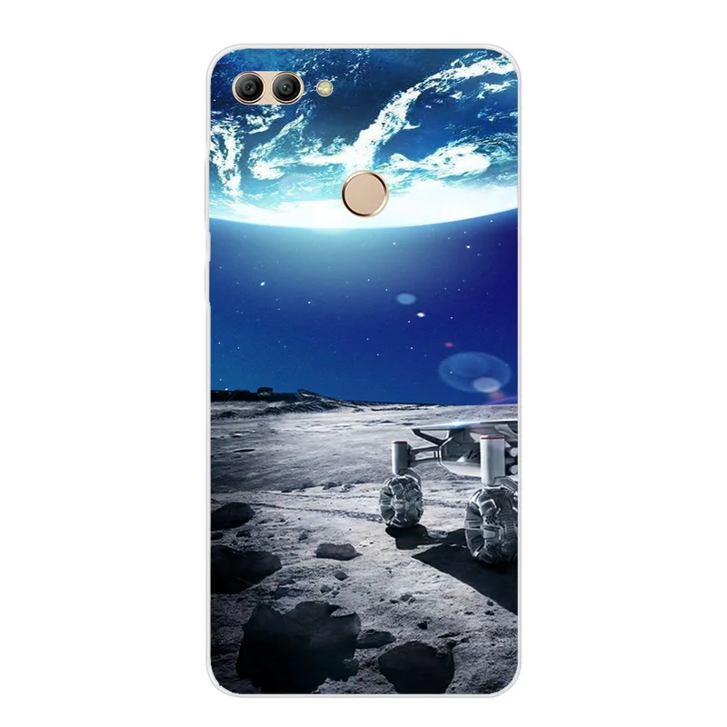 Силиконовый чехол для телефона, для huawei Y9 мягкий чехол для телефона пространство художественный Принт Крышка для huawei Y 9 Y9 Прозрачный Бампер бант из ленты TPU с изображением Y9