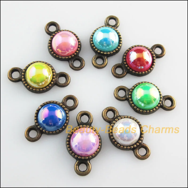 24 новые шармы смешанных акриловых плоских с одной стороны круглых разъемов