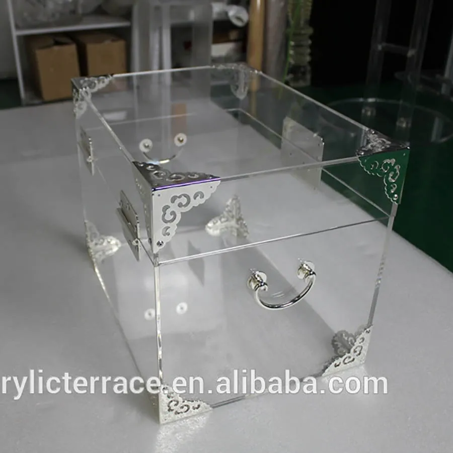 ONELUX Clear Acrylic Storage Chest, Lucite Trunk Coffee Table with 2 Metal Color Options image 6
