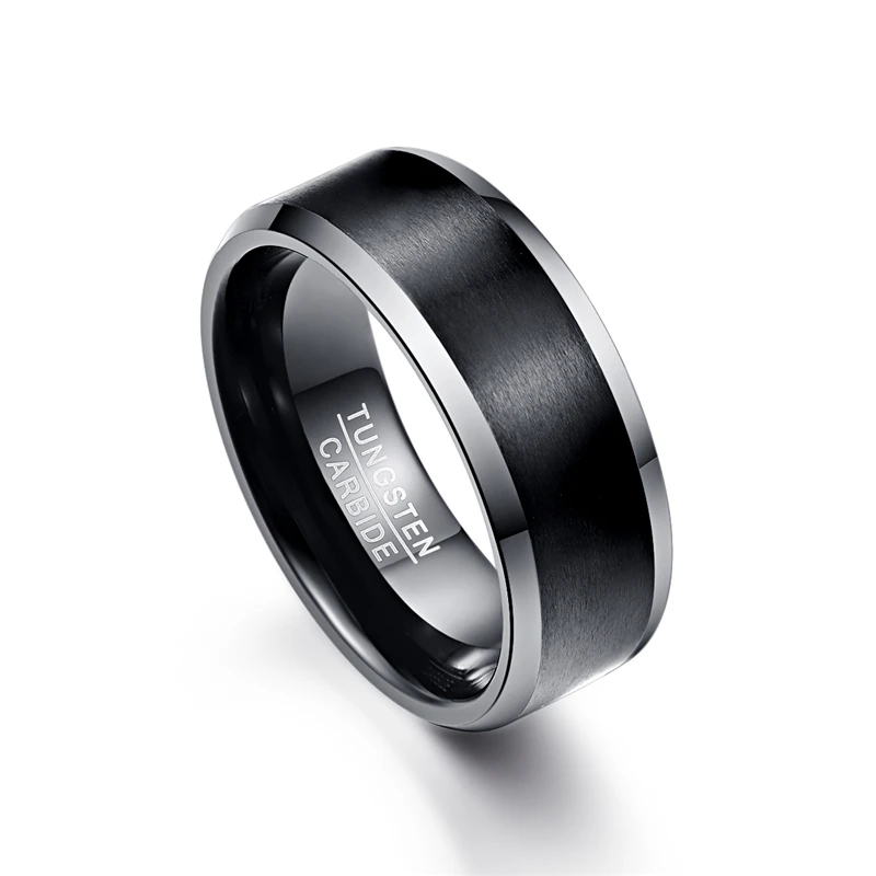 Anillos para hombres 8 мм мужское кольцо из карбида вольфрама Черные обручальные кольца подарок обещающая лента Pierscienie - Цвет основного камня: T005R