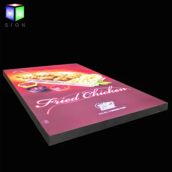 Настенный тонкий светодиодный световой короб с рамкой для показа рекламы|advertising