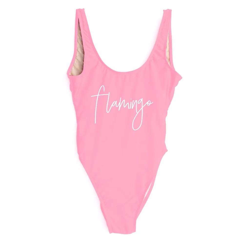 

New summer fashion FLAMINGO bodysuit one piece bathing suit women funny high waist jumpsuit Bodycon Bodysuit Leotard Top