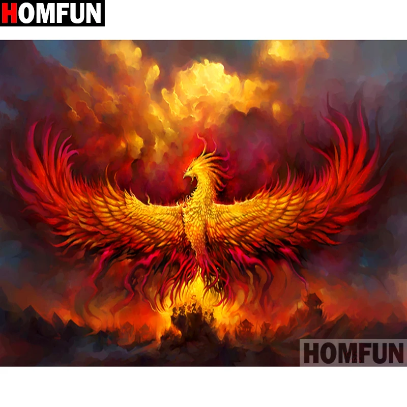Алмазная живопись HOMFUN A15306 полноразмерная/круглая вышивка огненный рисунок 5D