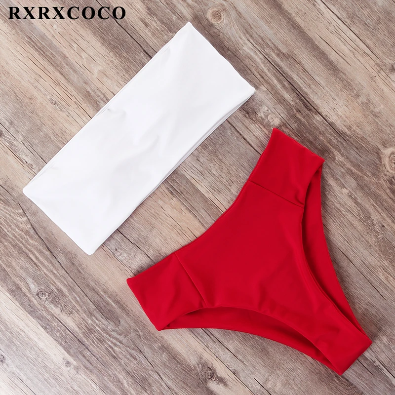 Пикантный купальник бикини RXRXCOCO Женский комплект с высокой талией бандажный пуш