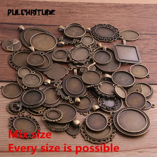 mix Pulchrode 30 г Случайный античная бронза пирсинг смешанный размер 5-200 стиль Кабошон База Установка Подвески P6683 - Цвет: mix