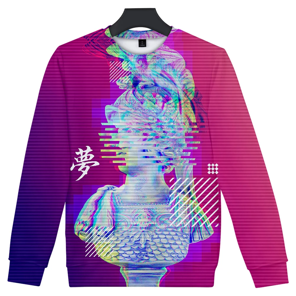 Повседневная Толстовка Vaporwave с 3D принтом и длинным рукавом новый стиль 2019 |