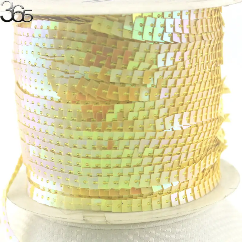 Бесплатная доставка 5 мм квадратная желтая расшитая блестками Лента бисер Сделай